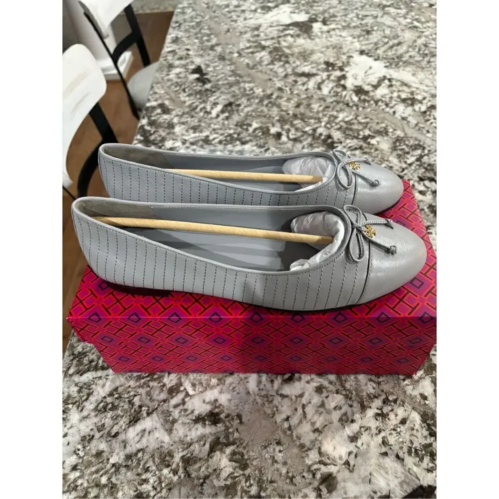 NWT Tory Burch Cap-Toe Quilted Ballet Flats
